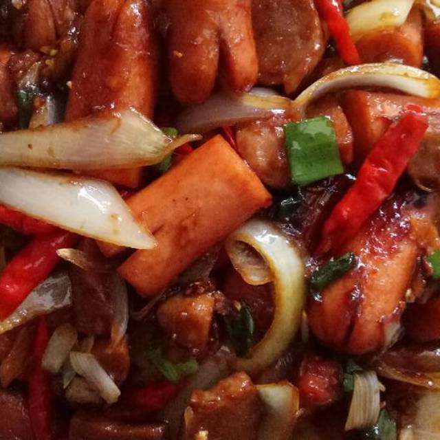 

Nasi dan bakso sosis teriyaki