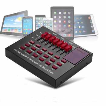 paket Live Mixer Audio USB External Soundcard Broadcast Microphone V8 - V8bluetooth Sound card V8 Mixer Bluetooth SoundCard V8 Audio USB External Soundcard soundcard V8 Audio untuk HP PC Mac Live Broadcast Karaoke Smule WeSing V8S V8 PLUS