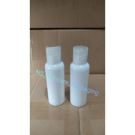 Botol presstop / disctop / presson 100ml putih tutup natural