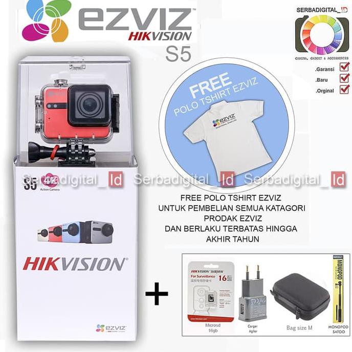 EZVIZ S5 Ultra HD 4K Action Camera Paket Serba1 LCD Touch Screen WiFi - Abu-abu Muda