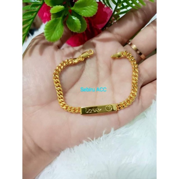 gelang rantai plat lapis kristal lapis emas 24 k anak