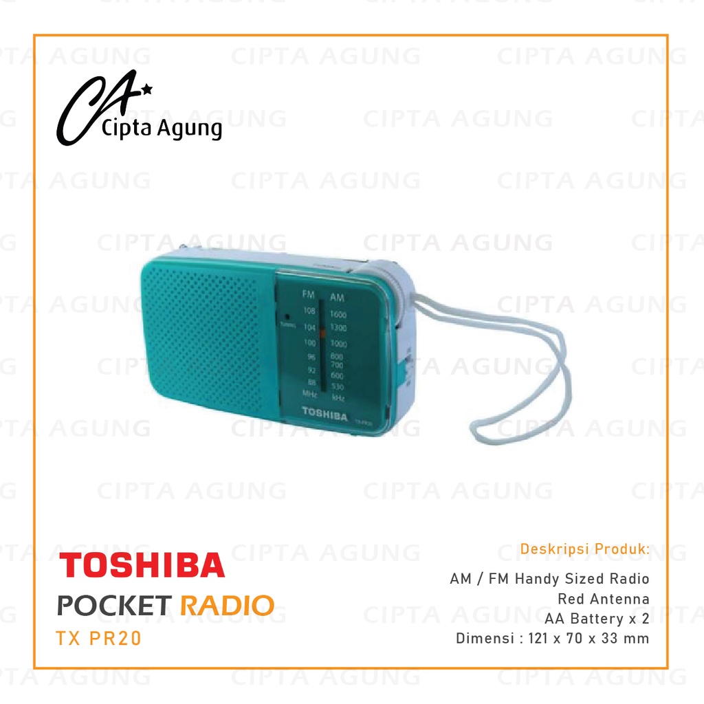 POCKET RADIO SAKU AM FM TOSHIBA TX PR20 TX-PR20 TXPR20