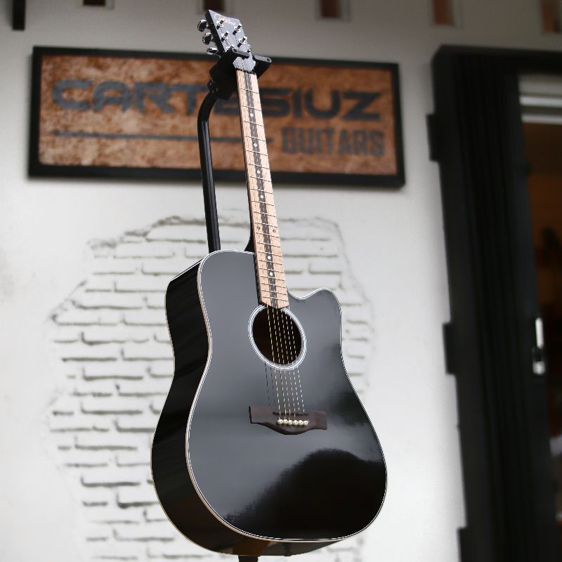 PROMO BONUS 200RIBU  GITAR AKUSTIK CARTESIUZ HITAM GLOSS MDR-520 BISA DIPASANG ELEKTRIK-1