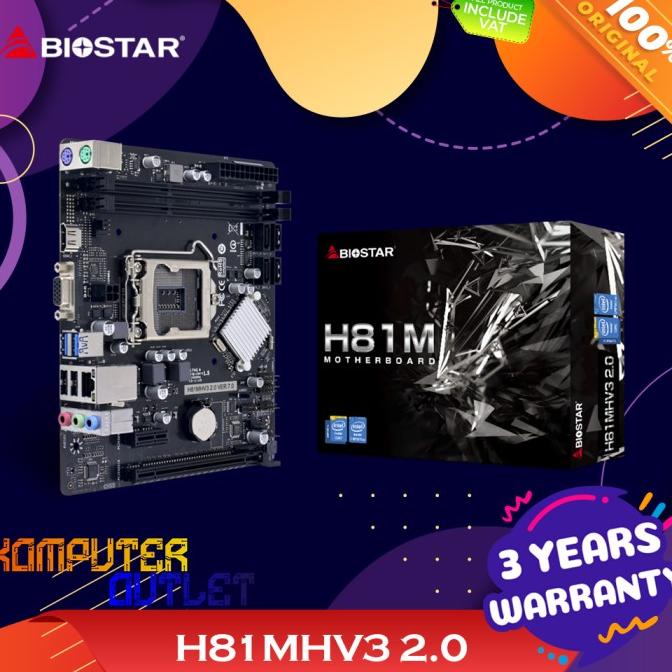 BIOSTAR H81M MOTHERBOARD INTEL (H81 LGA 1150, DDR3, HDMI, USB 2.0)