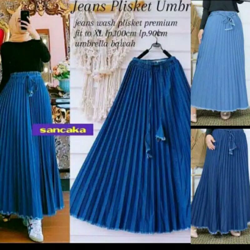 XXX rok jeans plisket/kulot jeans plisket/rok jeans umbrella plisket