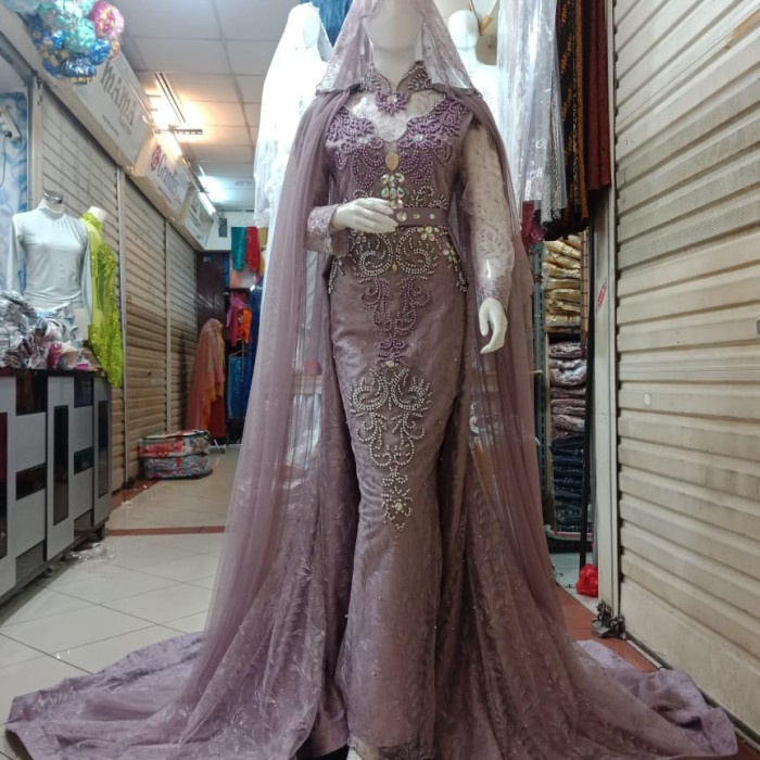 Baju Pengantin Wedding Dress Muslimah Jawa India gaun pengantin / kebaya pengantin - taro, All Size