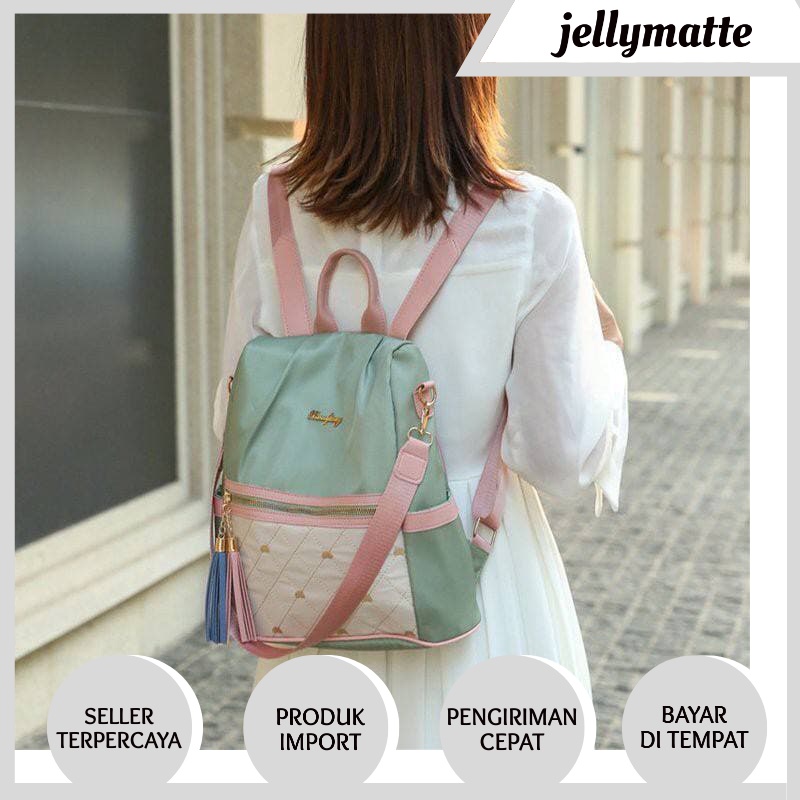 TAS RANSEL WANITA ANTI AIR BACKPACK BLACKKOREA IMPORT MURAH FASHION SELEMPANG PARRY TA160G3 BRANDED CEWEK TAS JAKARTA