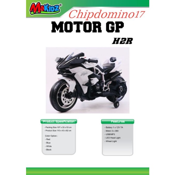 MAINAN MOTOR AKI GP H2R BAN EVA AKI 12 VOLT - MAINAN MOTOR AKI ANAK