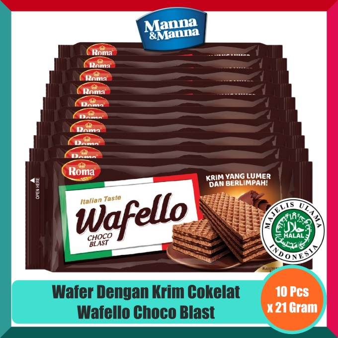 

Wafer Dengan Krim Cokelat Wafello Choco Blast - 10 Pcs x 21 Gram