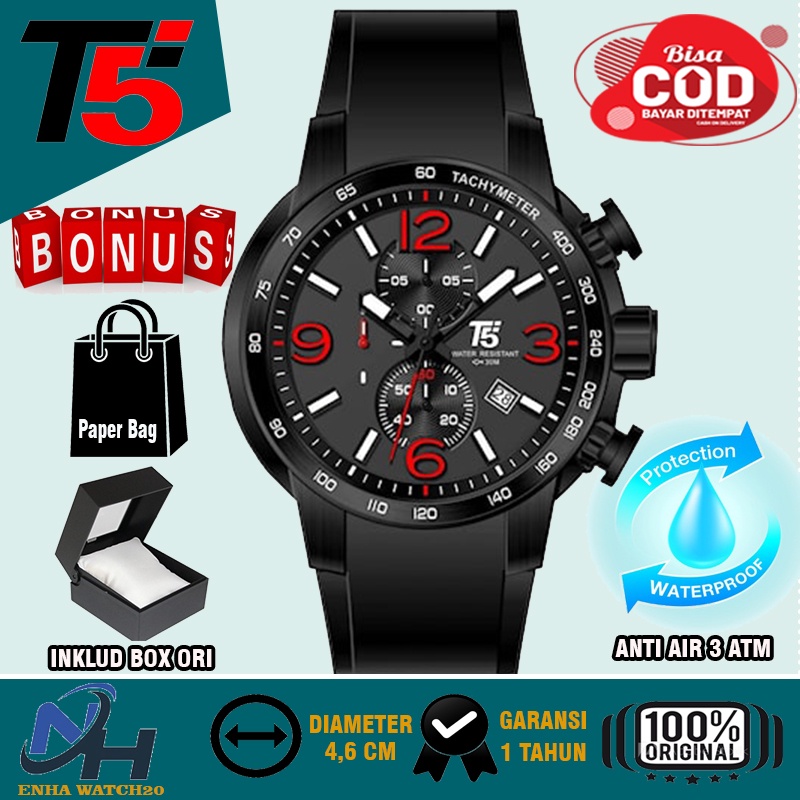 Enha Watch20 Jam Tangan Pria T5 H3450 Original Analog Crono Aktif Strap Rubber Terbaru