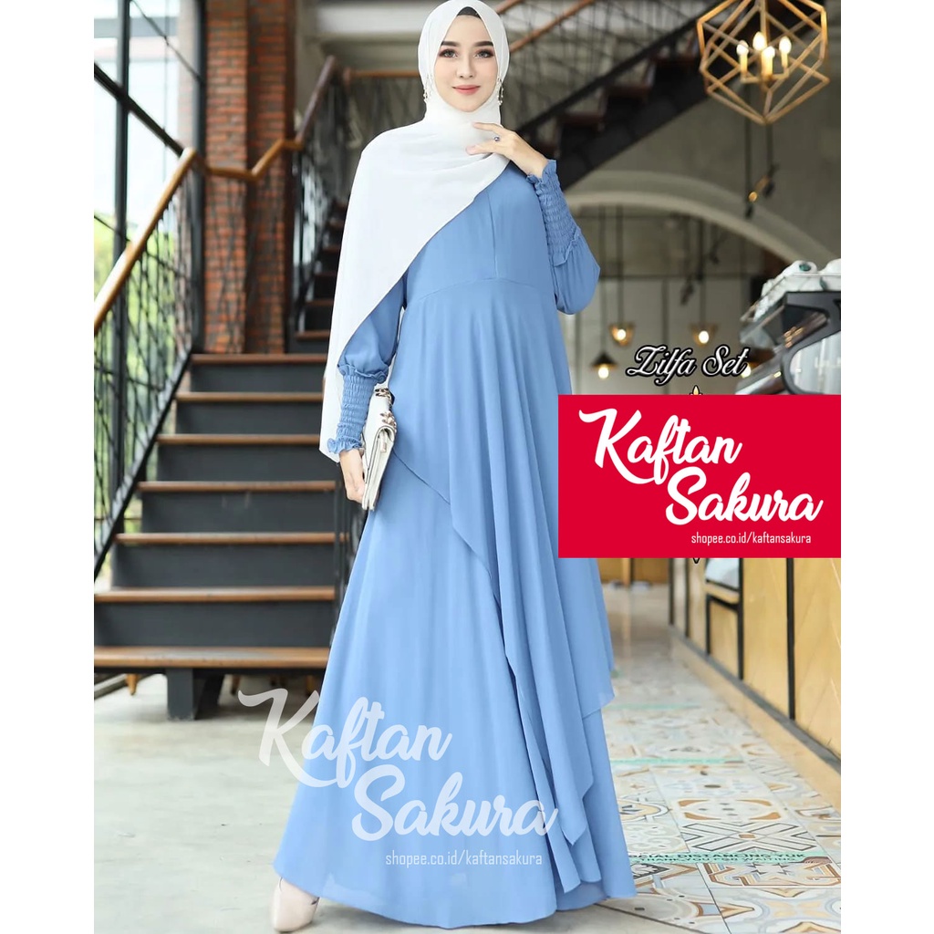 Baju Gamis Wanita Syar'i Muslim Lebaran 2022 Terbaru untuk Pesta Kondangan warna premium mewah terlaris  bahan ceruty babydoll full furing kirim instant same day warna pink kuning navy