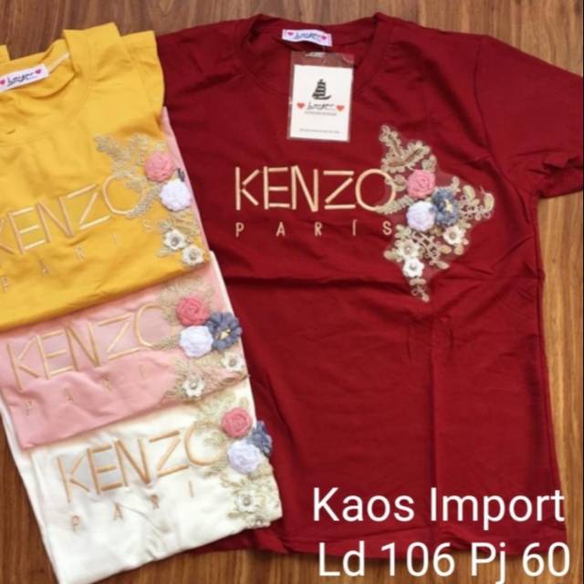 Kaos Import Kenzo Bunga Timbul bordir