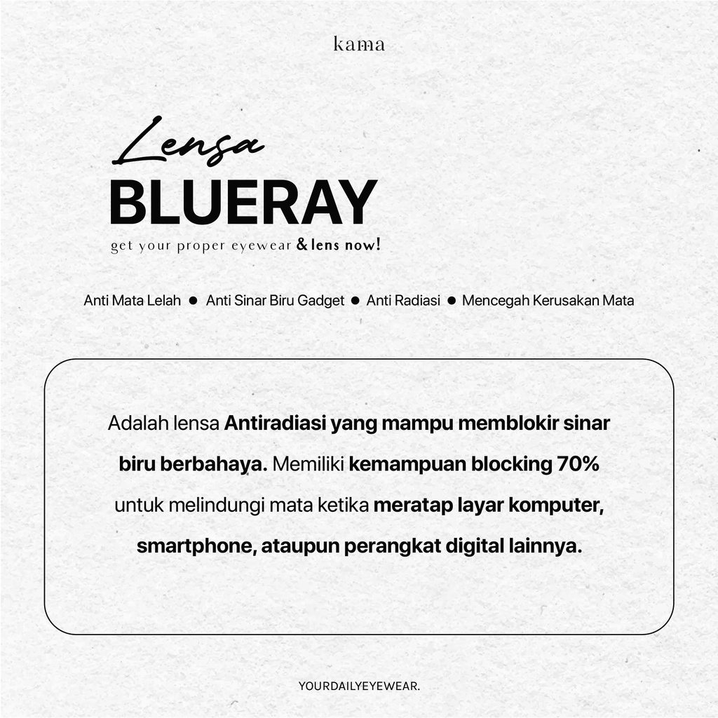 heykama - Lensa Minus Blueray Antiradiasi (SPH/CYL) BR