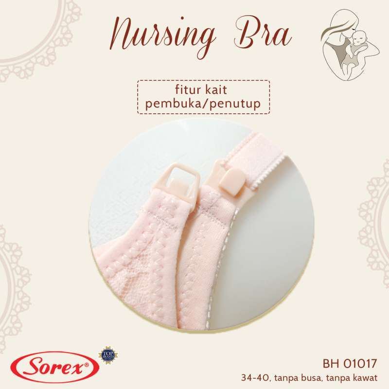 BH Menyusui SOREX 01016 / 01017 NURSING Bra Menyusui Non Busa Tanpa Kawat size 34 36 38 40 kait 2 atas tbtk