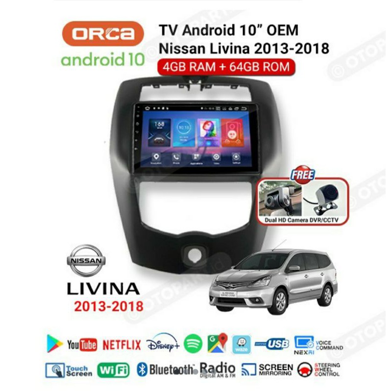 Head unit oem livina - tv android nissan livina - tv android orca 10 inch