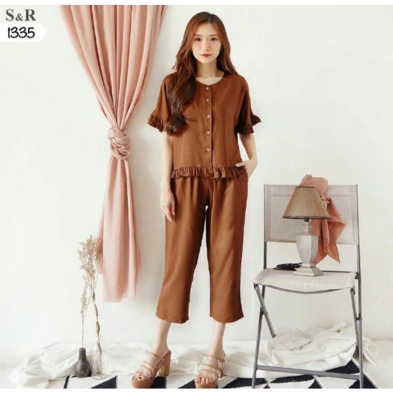 one set rayon polos lengan pendek // one set polos jumbo