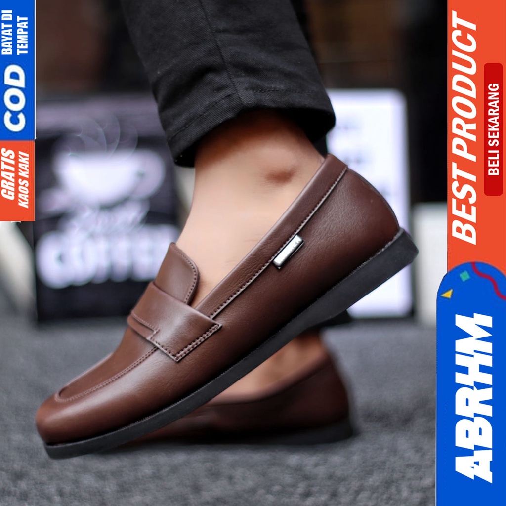 Abrhm Bruno - Sepatu Formal Casual Pria Pantofel Kerja Hitam