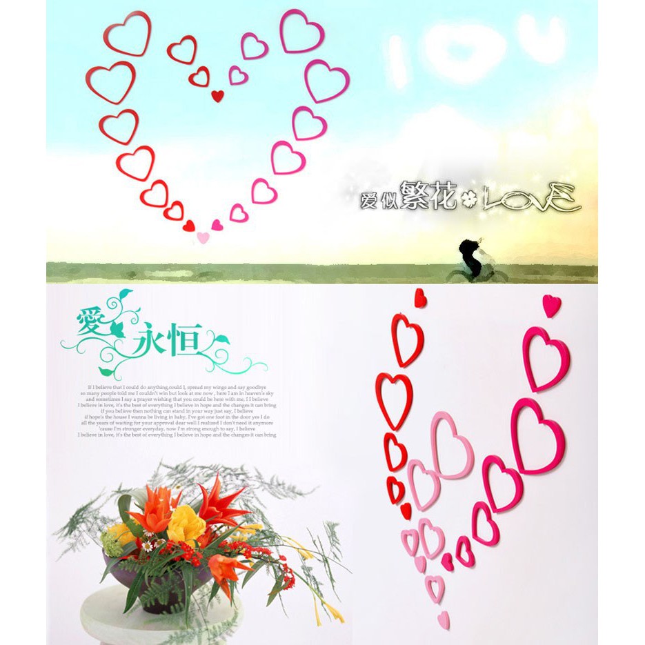 Wall Sticker 3d Love Sticker Dinding Bentuk Hati Sticker