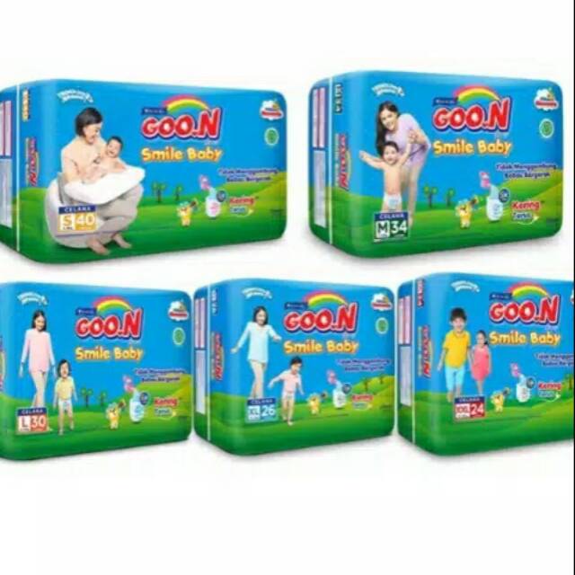 Pampers goon smile baby S40 / M34+4 / L30 / XL26+4 / XXL 24+2
