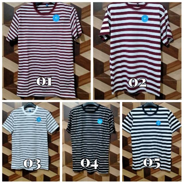 Kaos salur pria lengan pendek