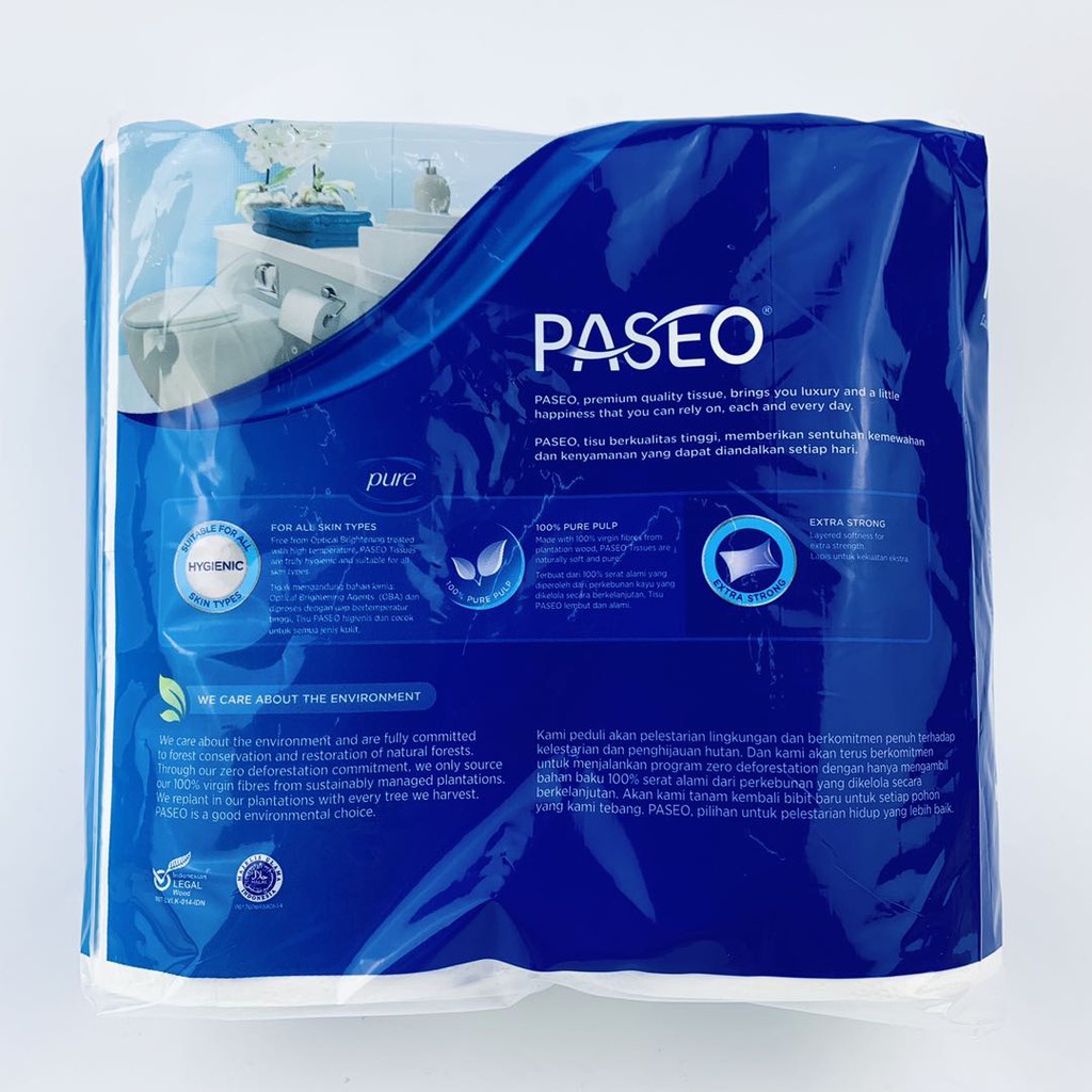 PASEO TISSUE TOILET 4ROLL 300SHEET 3PLY