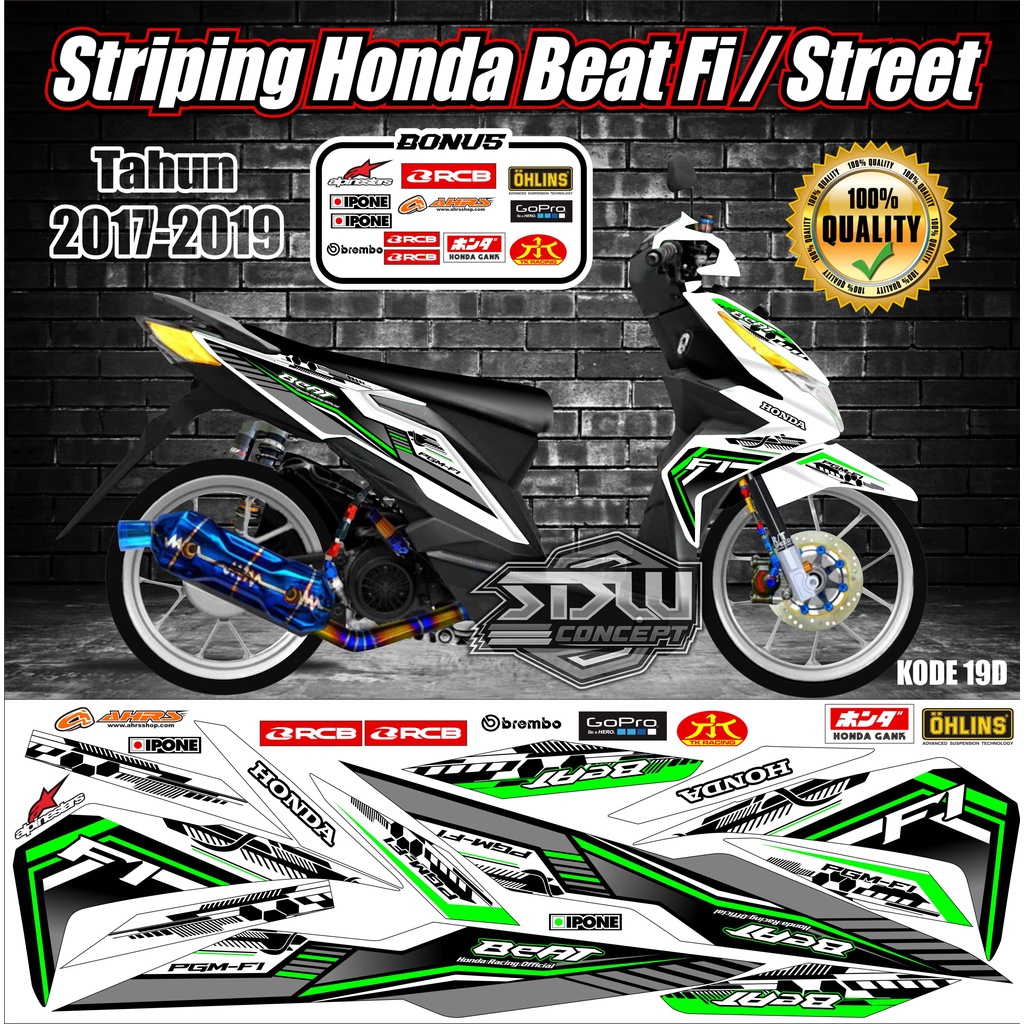 Striping Beat 2017-2019 Variasi Stiker Lis Motor Beat Kode 19