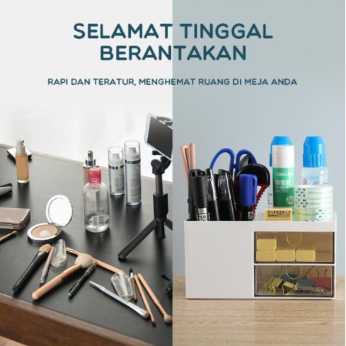 Rak Kosmetik Mini Organizer Plastik Kotak Penyimpanan Barang Multifungsi 2 Susun