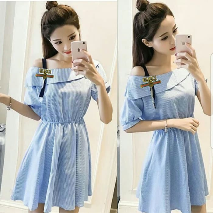 Dress gucci salur gusa Fashion Wanita murah Dress perempuan murah Mini Dress cewek murah