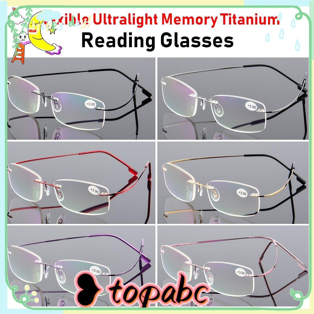 TOP Strength +1.0~+4.0 Memory Titanium Vision Care Rimless Reading Glasses Men and Women Flexible Ultralight Eyewear Presbyopic Eyeglasses/Multicolor