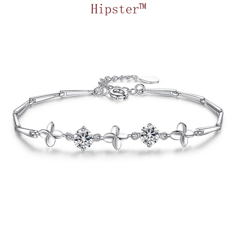 New Hot Sale Fashion Lucky Four-Leaf Clover Micro-Inlaid Crystal Bracelet