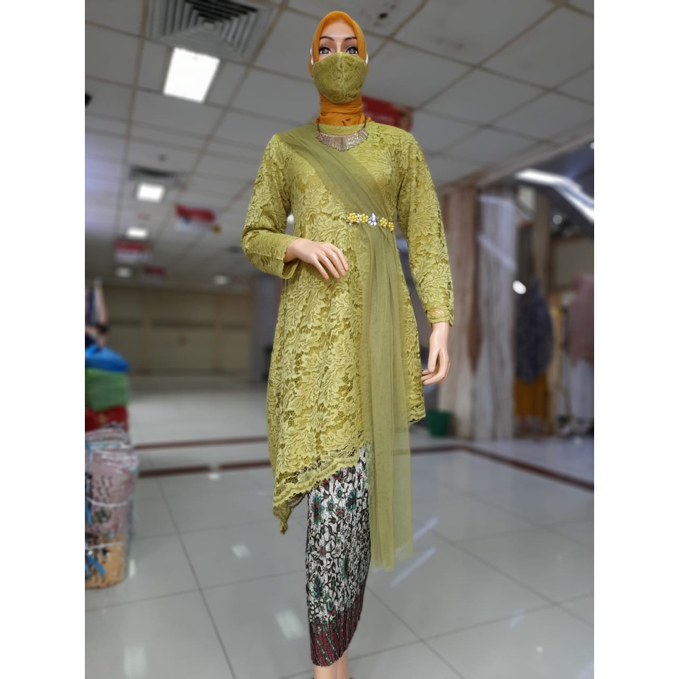 STELAN TUNIK BRUKAT LESLAR KOMIBINASI TILLE POLOS DAN PAYET