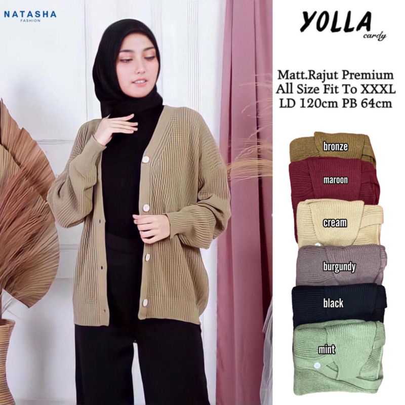 Yolla Cardi By NATASHA • Sweater Cardigan Rajut Wanita Import Kekinian Terbaru
