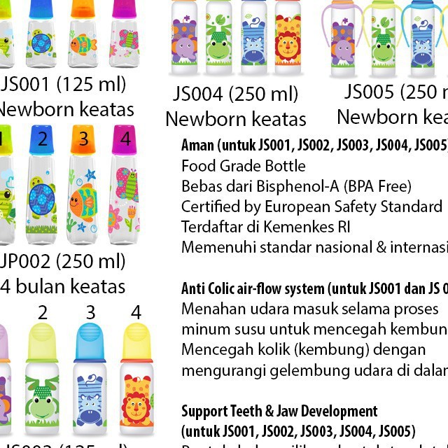 Baby Safe Feeding Bottle JS001 JS002 JS003 JS004 CBKS