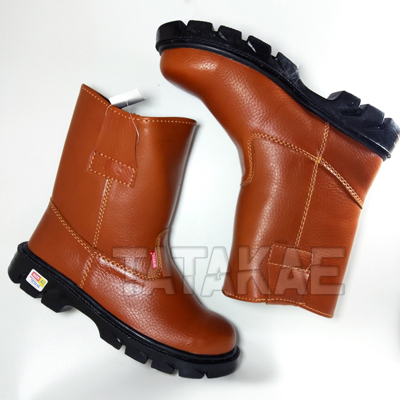 Sepatu Safety Proyek Ujung Besi Kulit Omega Import Pekerja Proyek Tambang PHL PDL TNI