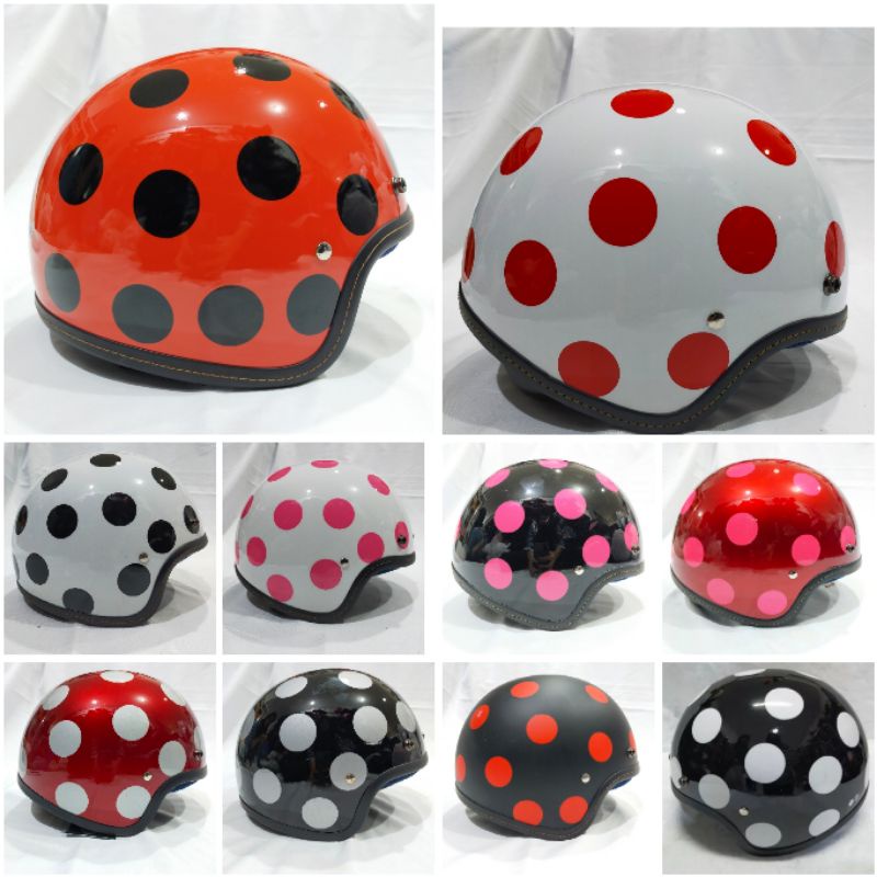 Helm Bogo MVSTAR SNI Tanpa Kaca Motif Polkadot