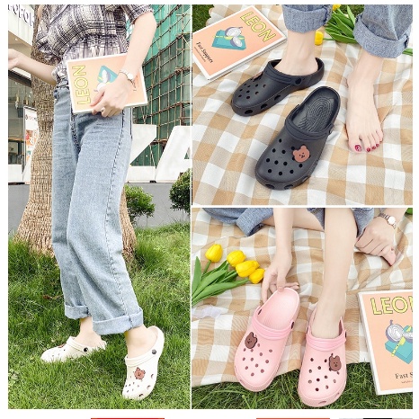 S987 (TANPA STIKER) Sandal Selop Motif Beruang Kecil / Sandal Slop Bear / Sandal Bear Mini / Sandal Fashion Wanita