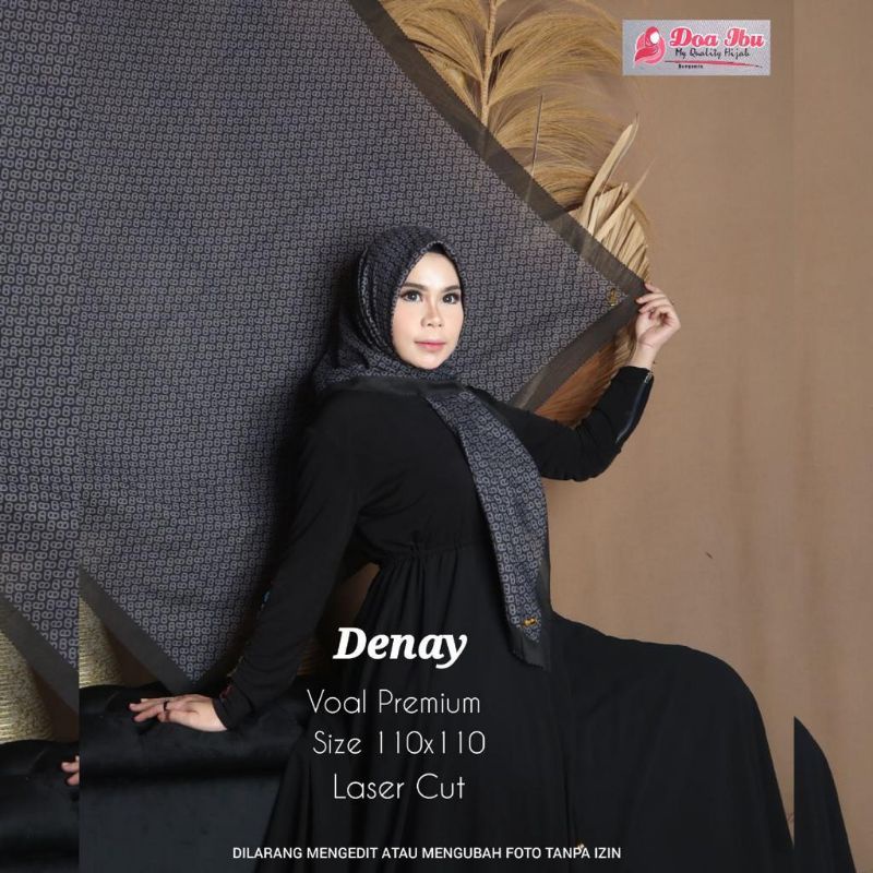 Jilbab Segiempat Denay motif ori Doa Ibu khusus warna hitam