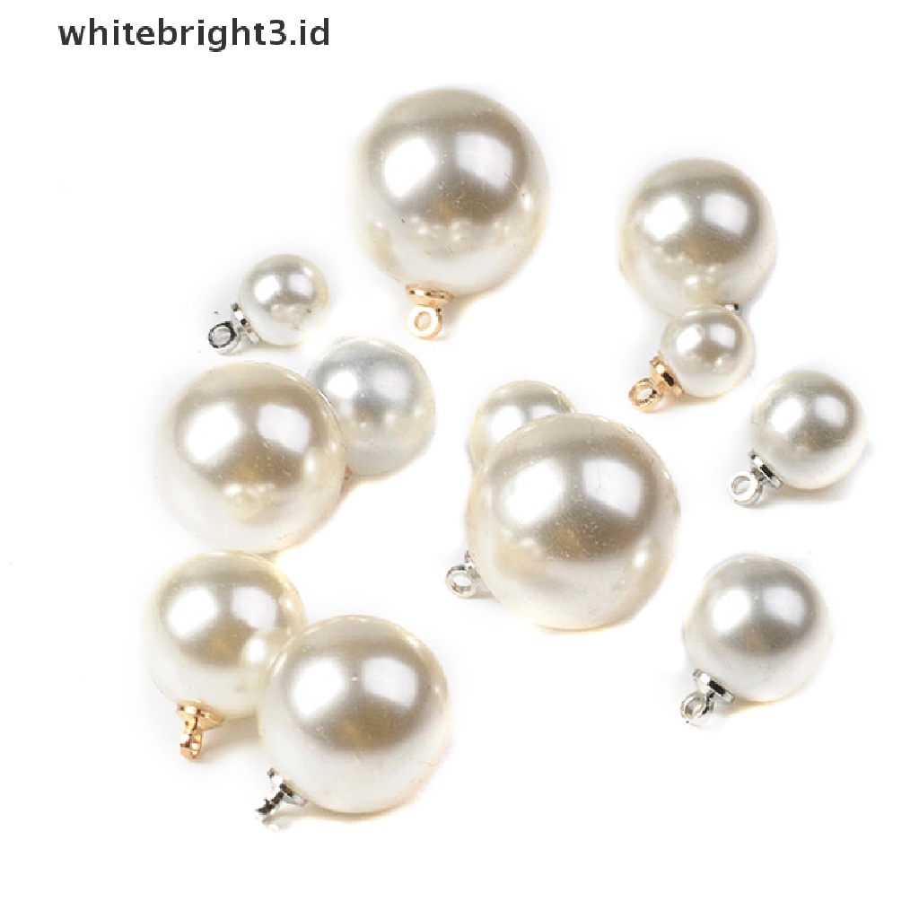 (whitebright3.id) 10pcs / Lot Liontin Mutiara Bulat Untuk Membuat Perhiasan DIY