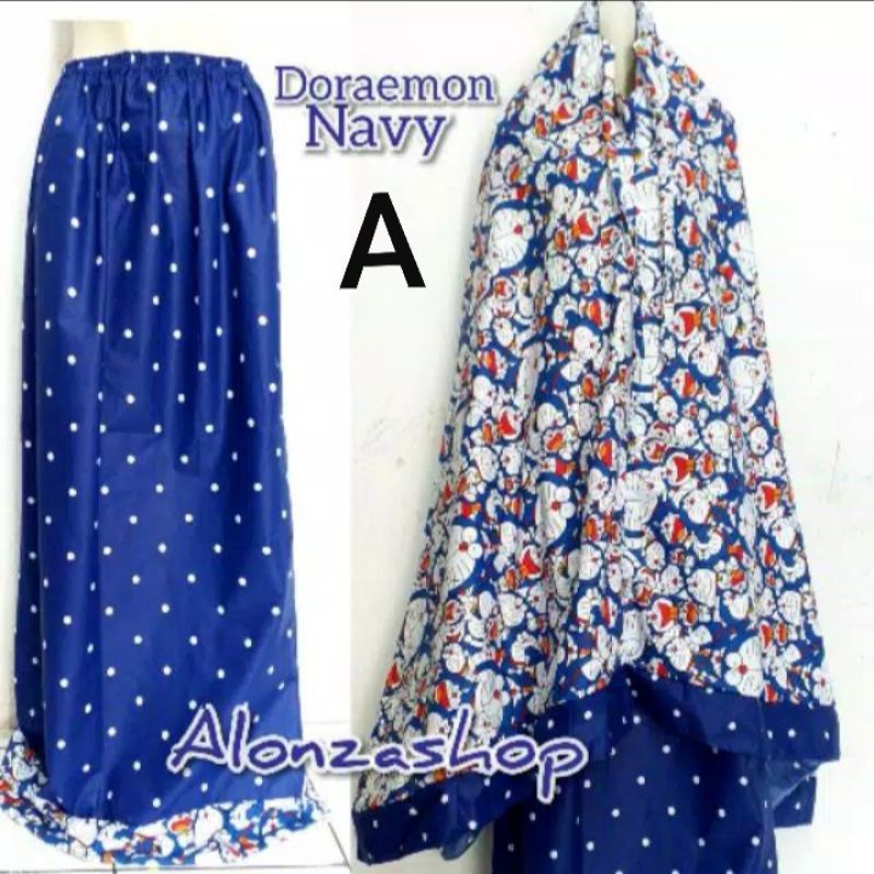 COD mukena anak/remaja usia 11-15 tahun karakter Doraemon polkadot