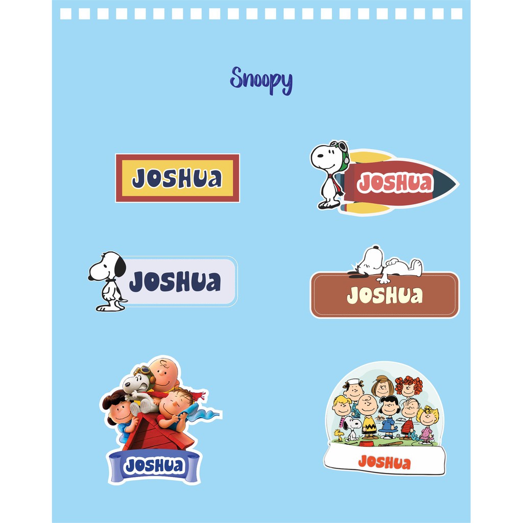 

192pcs Stiker Label Nama Kekinian Tahan Air & Anti Luntur untuk Umum Tema Snoopy