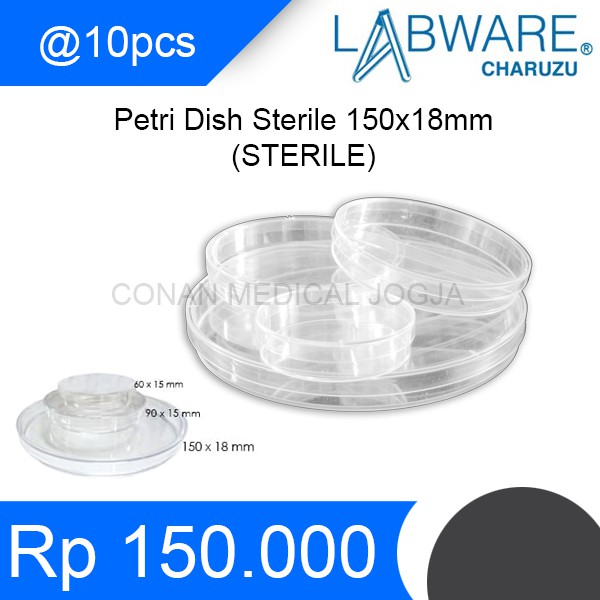 Cawan Petri/Petri Dish/Pyrex Sterile 150x18mm 1 Pack / 10pcs