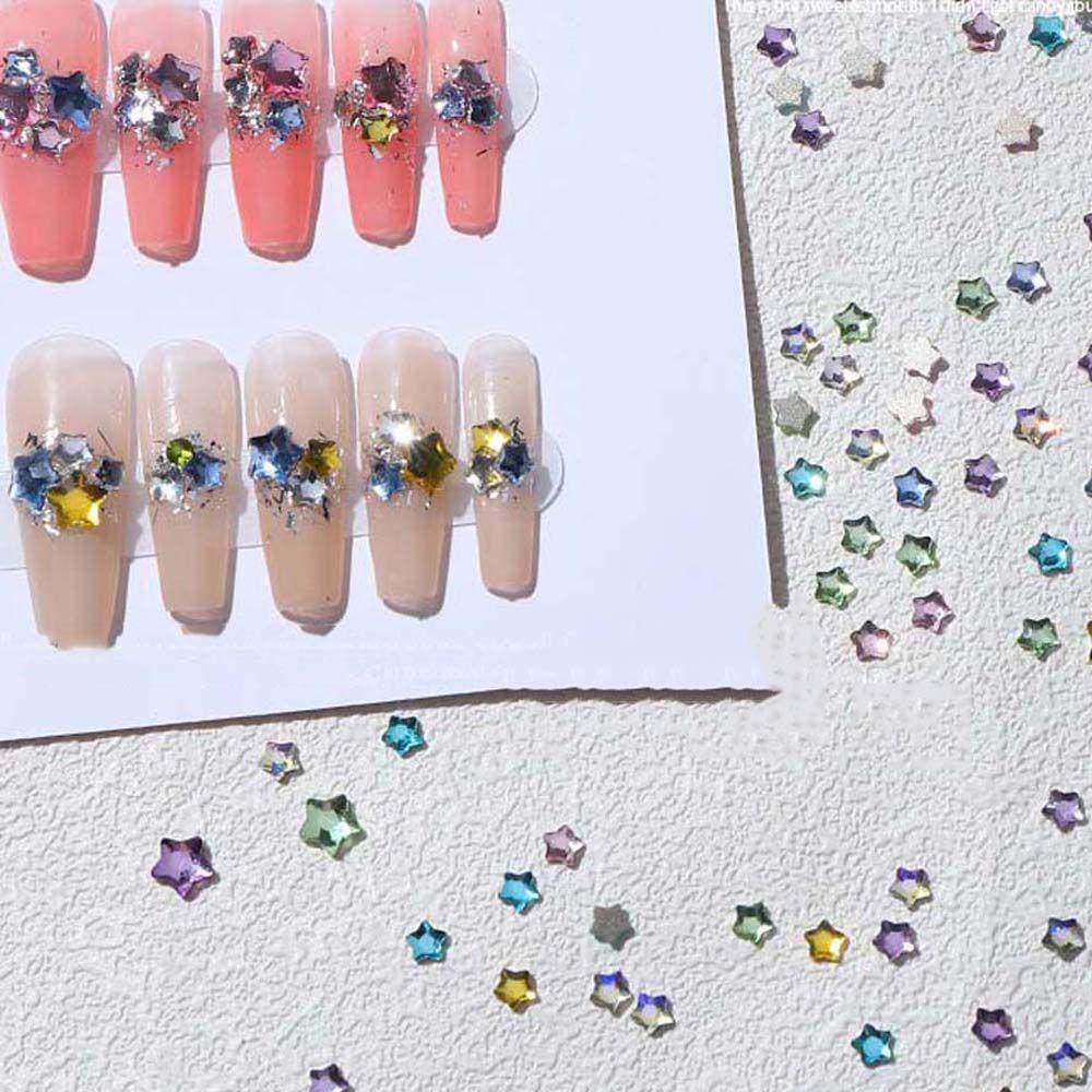 Agustinina Stars Nail Art Rhinestones Bintang Jepang Bor Kuku Fashion Manikur Aksesoris Perhiasan Kuku 3D