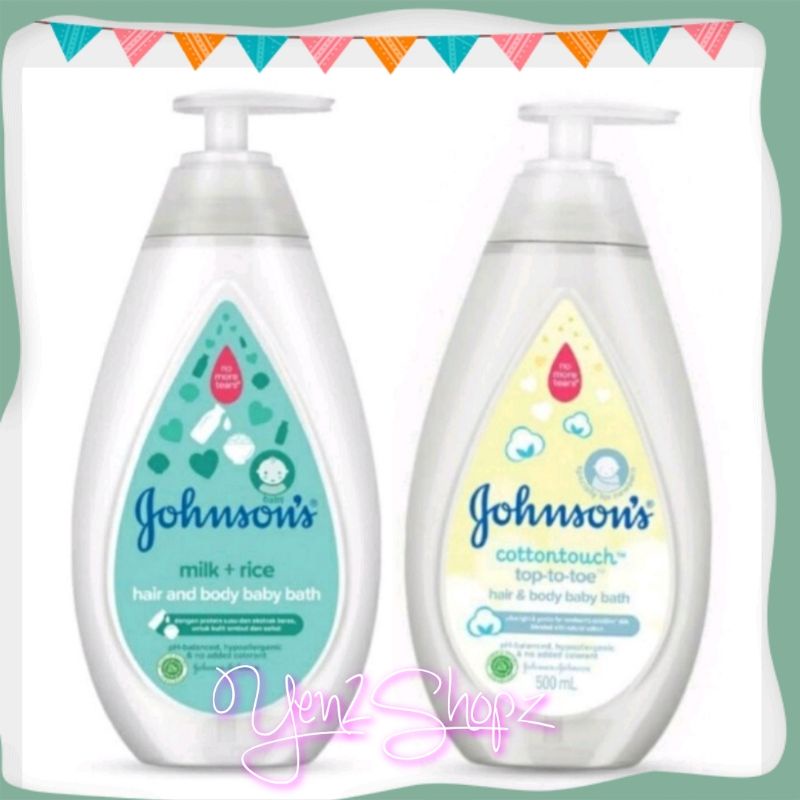 JOHNSONS MILK + RICE TOP TO TOE COTTON TOUCH Hair and Body Baby Bath 500ml Jhonson jonson