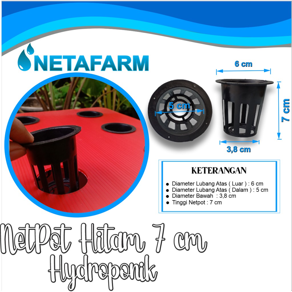 NETPOT Hidroponik tinggi 7cm Warna HITAM ( Set 150 pcs )