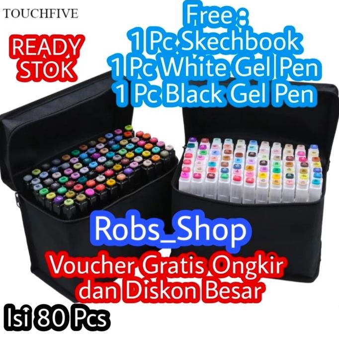 

(BISA COD) 80pcs Touchfive Black spidol warna 80 warna draw sketsa twin marker SPECIAL Kode 935