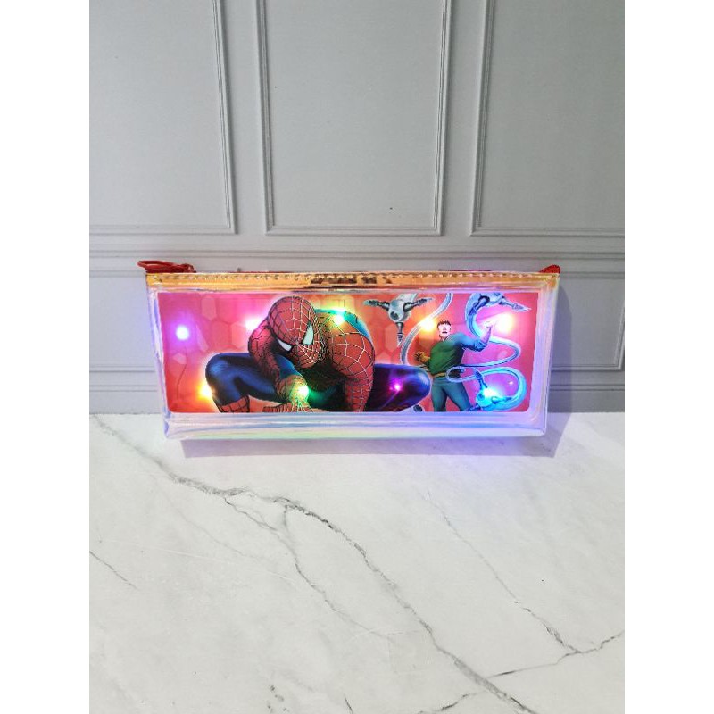 tempat pensil DOMPET nyala/pencil case LED/pouch lampu/dompet pouch-Spiderman