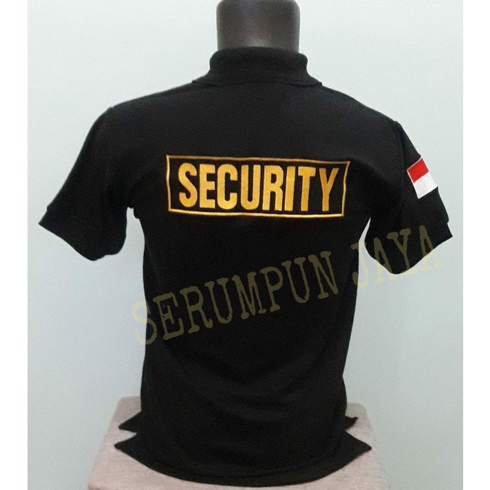 KAOS SECURITY WINGS HITAM - KAOS KERAH SECURITY WINGS HITAM FULL BORDIR