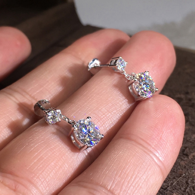 Fancyqube Anting Rantai Menjuntai Dengan Cubic Zirconia Putih Untuk Aksesoris Wanita