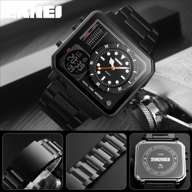 SKMEI 1392 Jam Tangan Pria Digital Analog Tali Stainless WATCHKITE WKOS