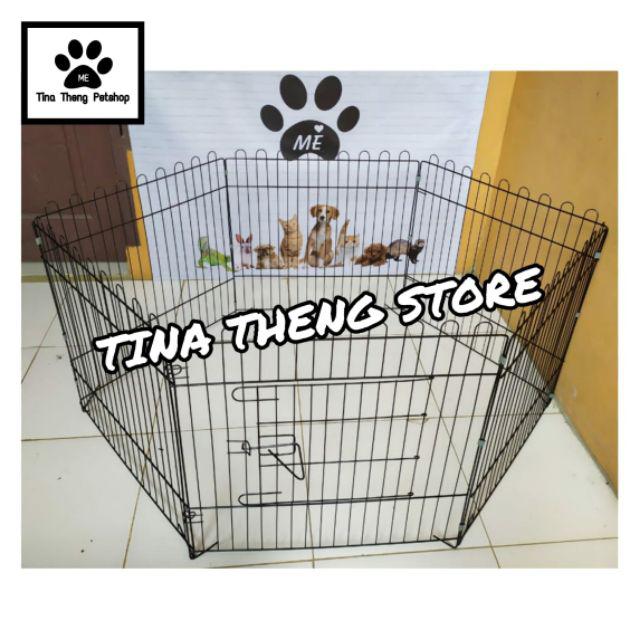 Kandang Anjing Kura Kura Kelinci PAGAR LIPAT 6 SISI 60X60cm-Hitam